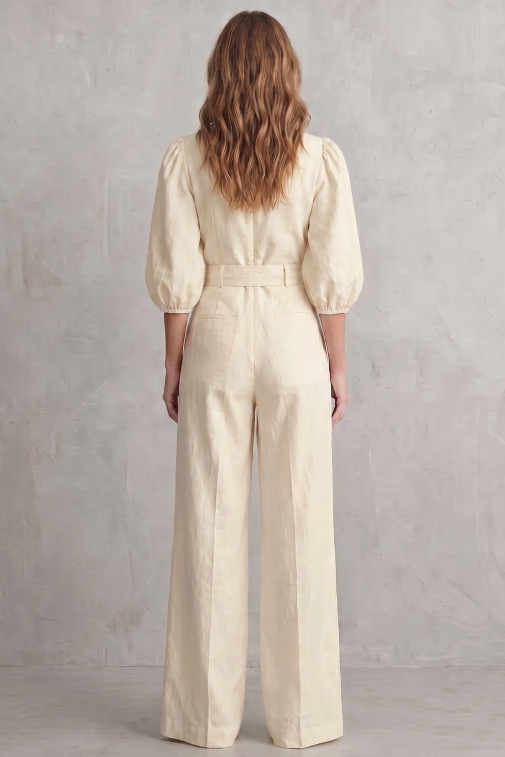 Velmora – Elegant belted puff sleeve – Wide leg jumpsuit-10644026687831-OLVIA ROSE LONDON