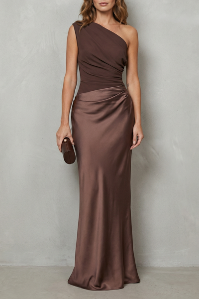 Velmoura Asymmetric satin drape Evening gown Velmoura Asymmetric satin drape Evening gown
