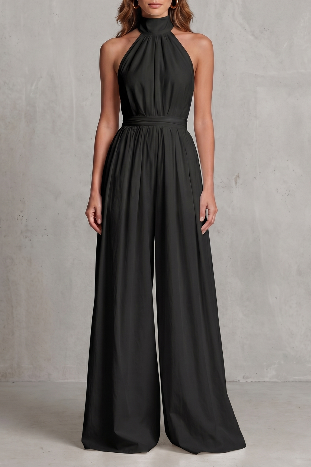 Veloria – Elegant draped silhouette – Halter-neck jumpsuit-10911111512407-OLVIA ROSE LONDON