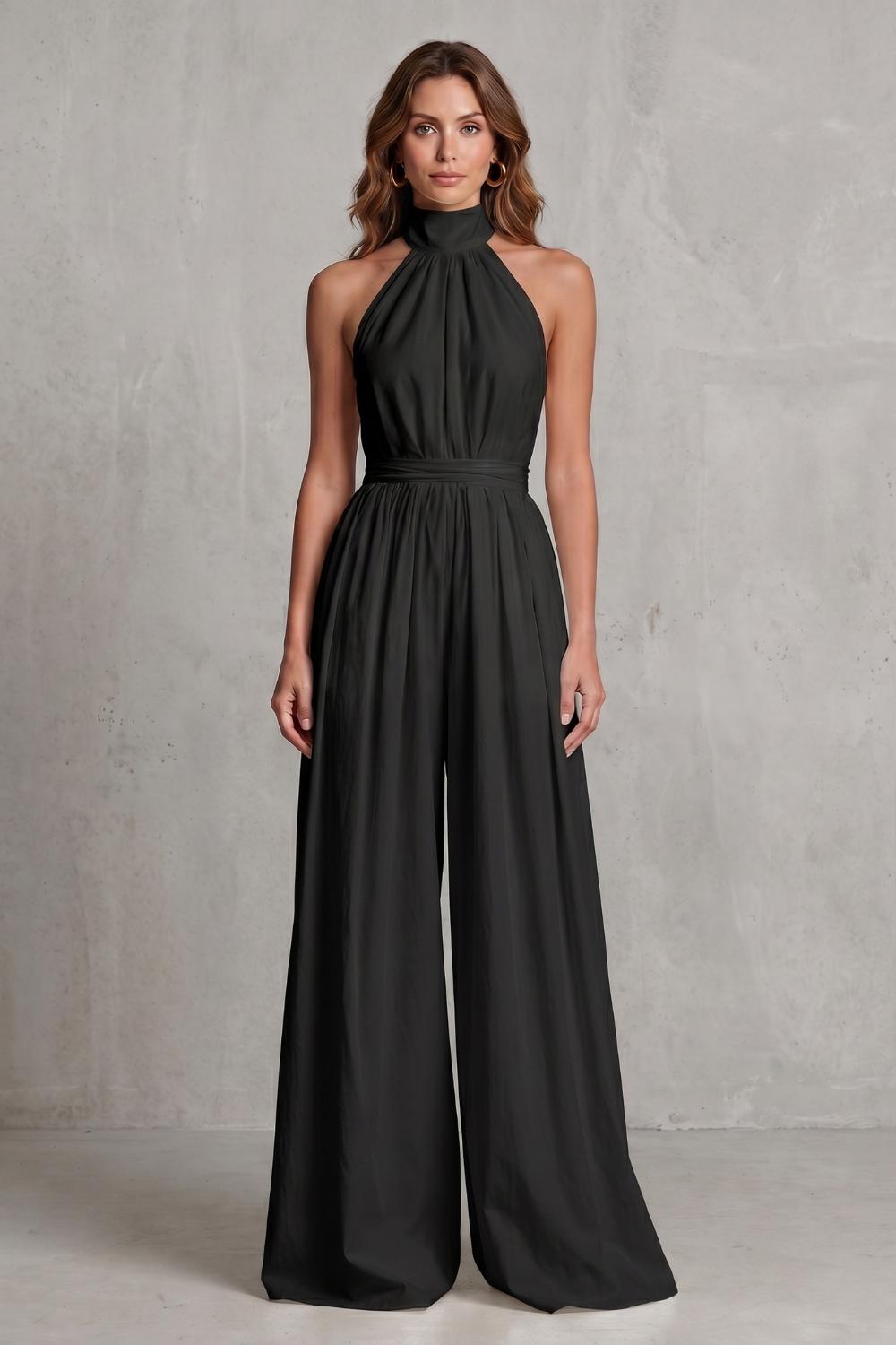 Veloria – Elegant draped silhouette – Halter-neck jumpsuit-10911111512407-OLVIA ROSE LONDON