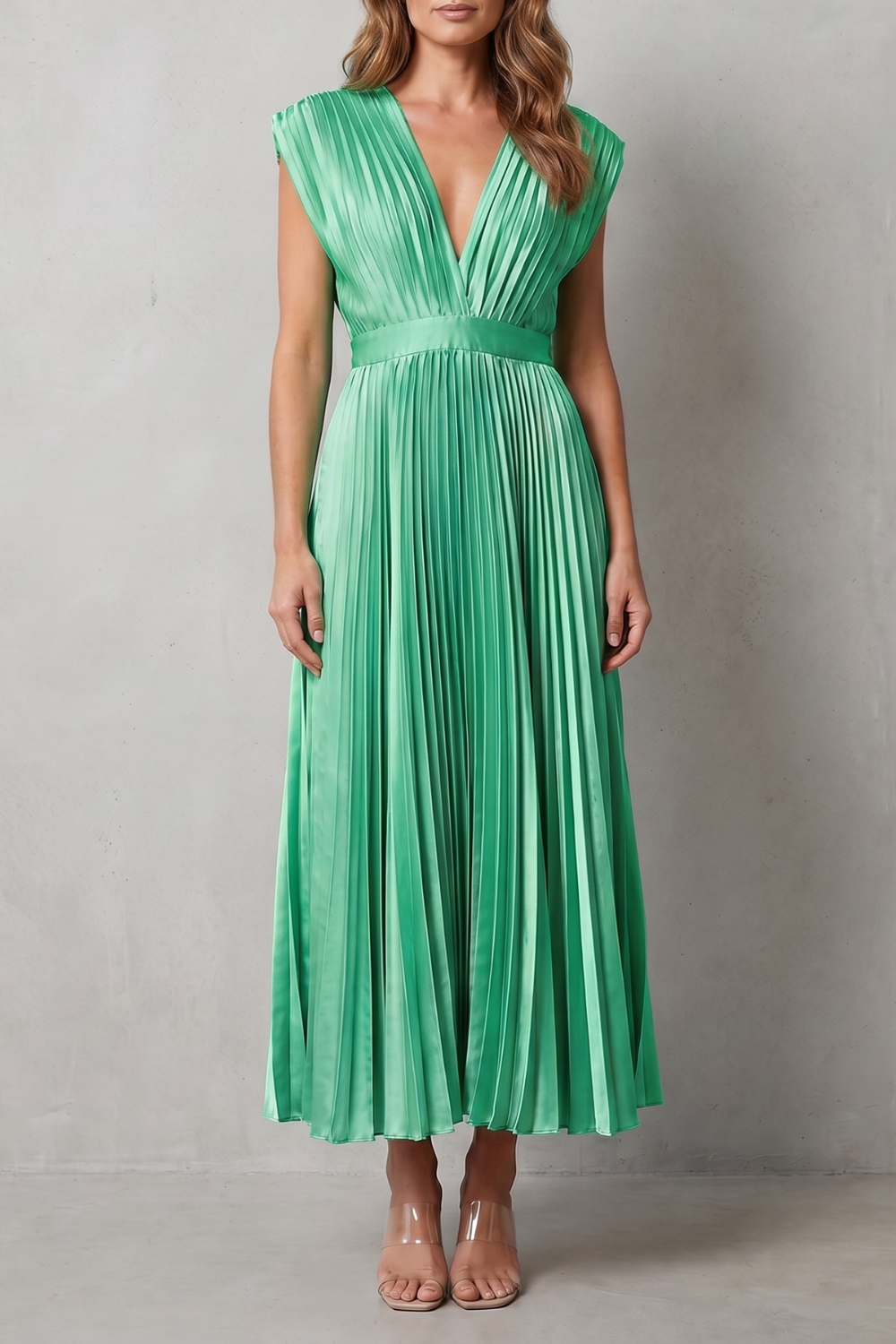 Veloria – Flowing pleated elegance – Midi dress-10911808356695-OLVIA ROSE LONDON