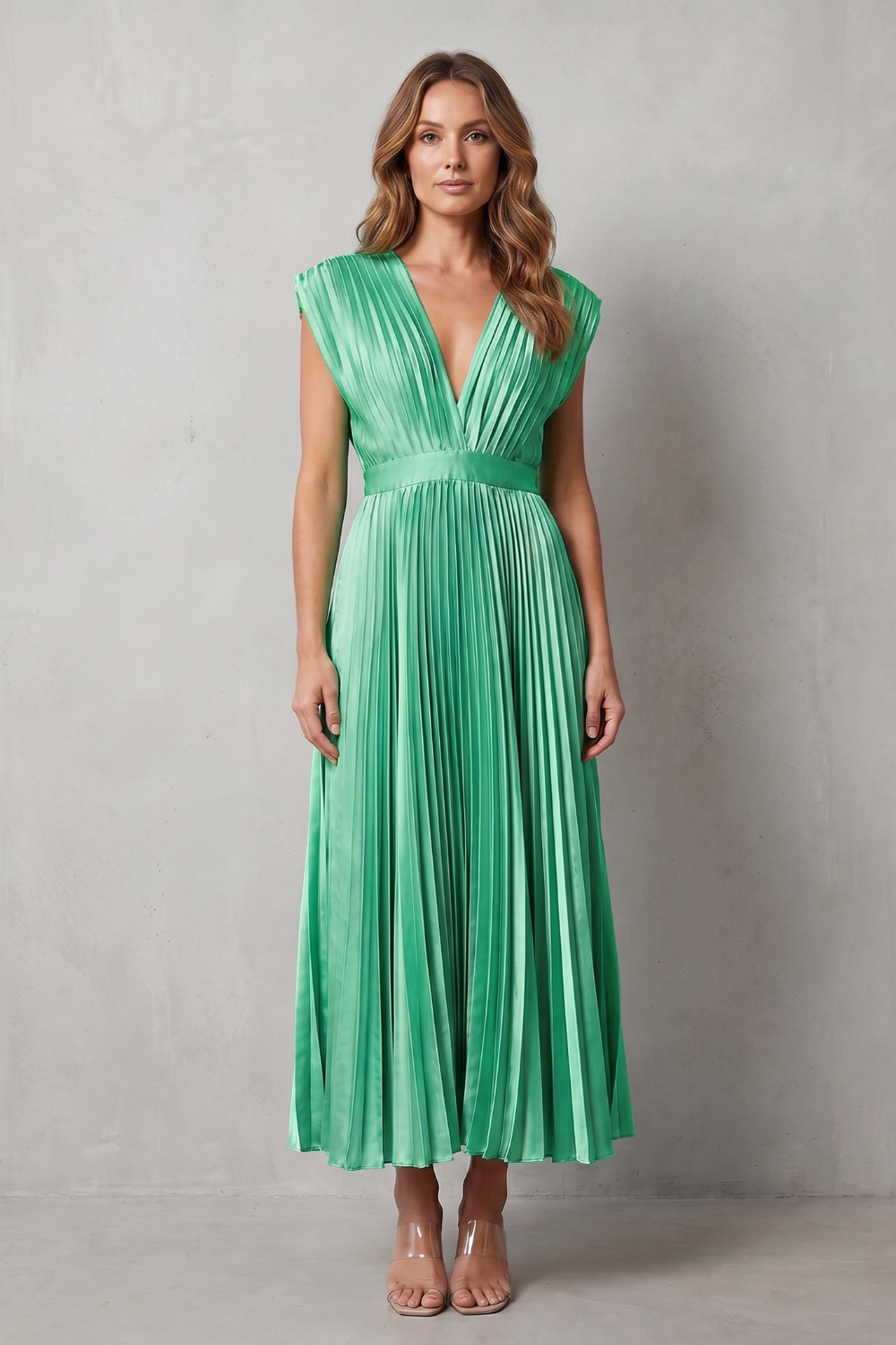 Veloria – Flowing pleated elegance – Midi dress-10911808356695-OLVIA ROSE LONDON
