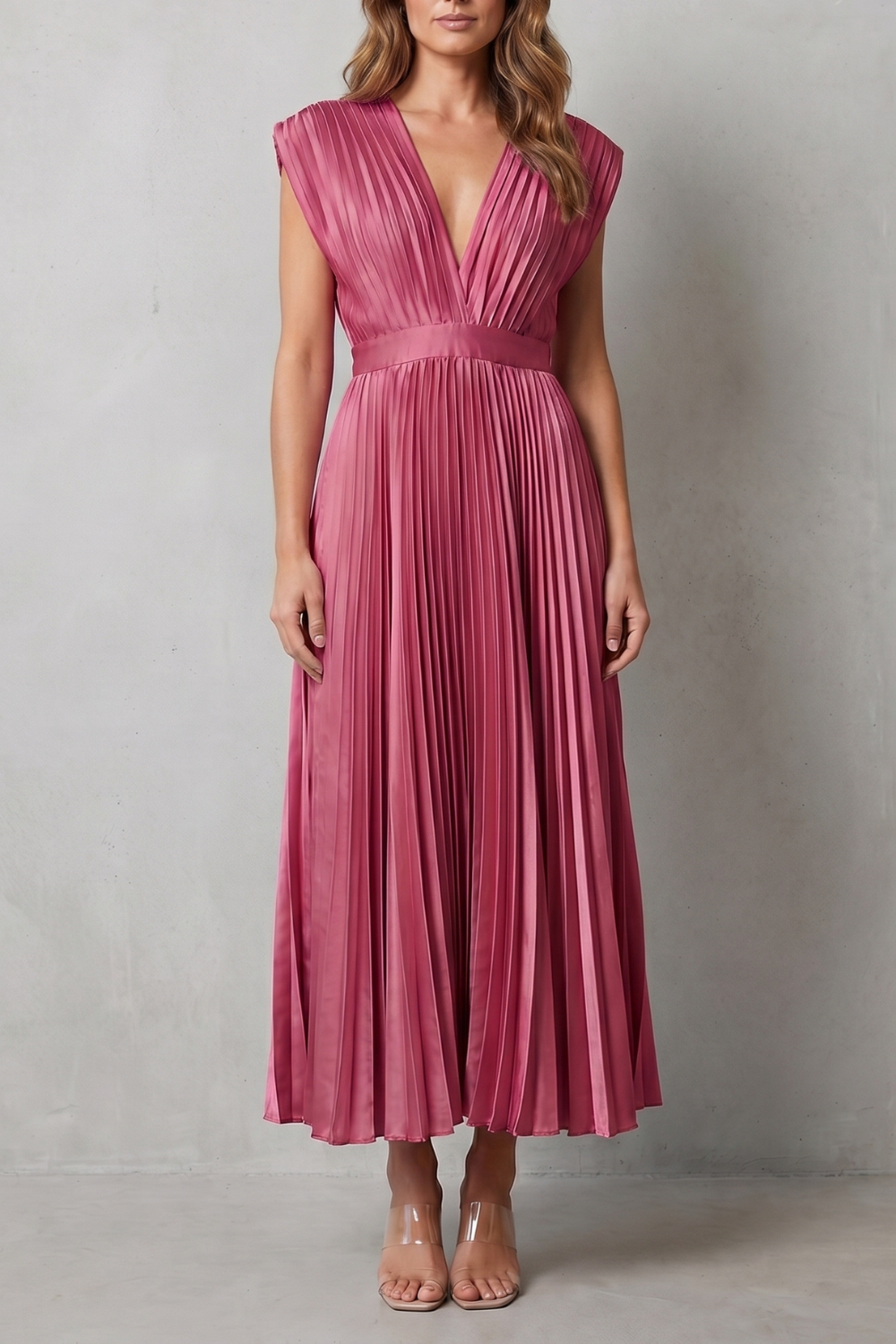 Veloria – Flowing pleated elegance – Midi dress-10911808356695-OLVIA ROSE LONDON
