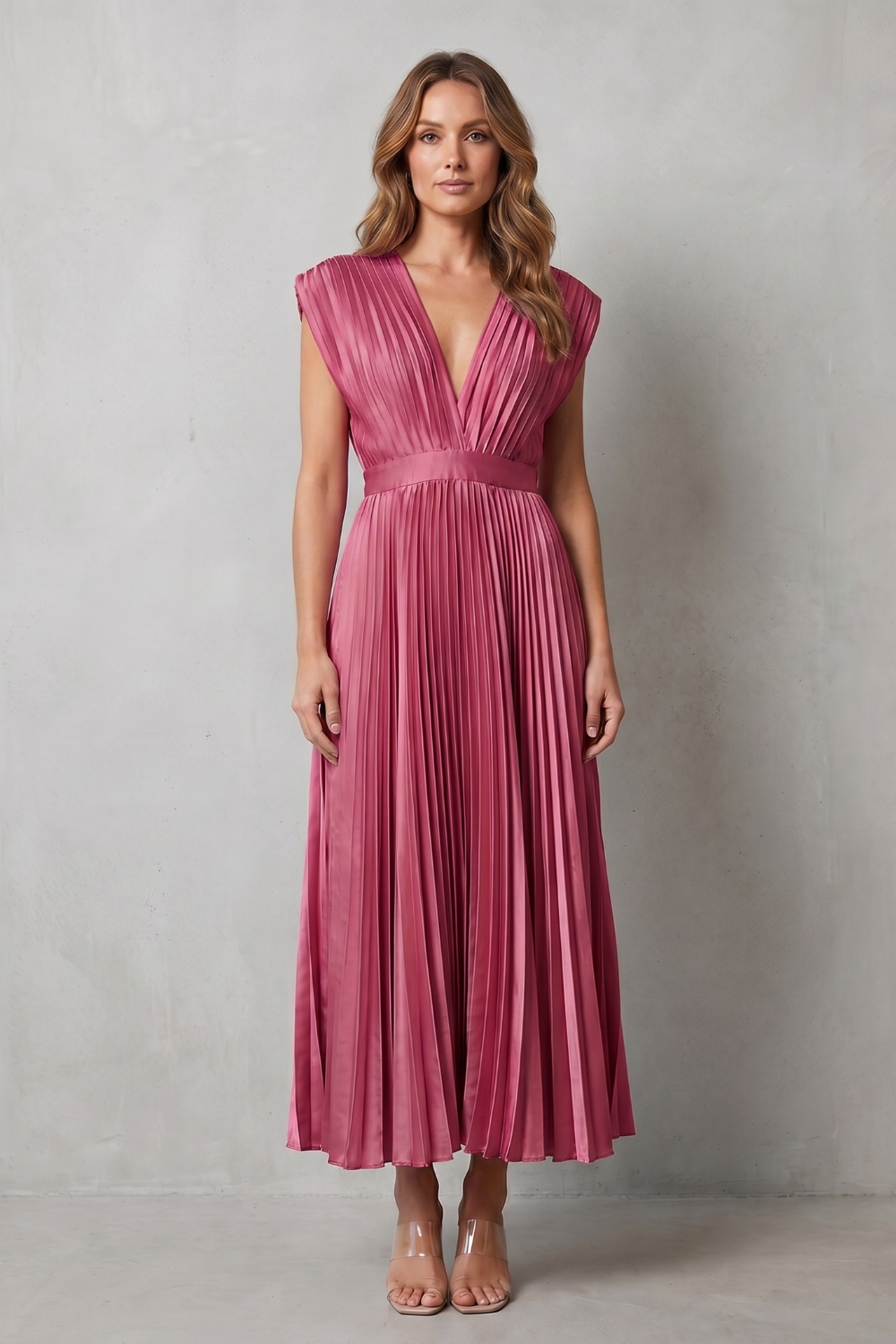 Veloria – Flowing pleated elegance – Midi dress-10911808356695-OLVIA ROSE LONDON