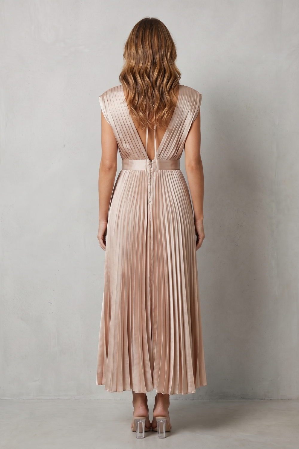 Veloria – Flowing pleated elegance – Midi dress-10911808356695-OLVIA ROSE LONDON