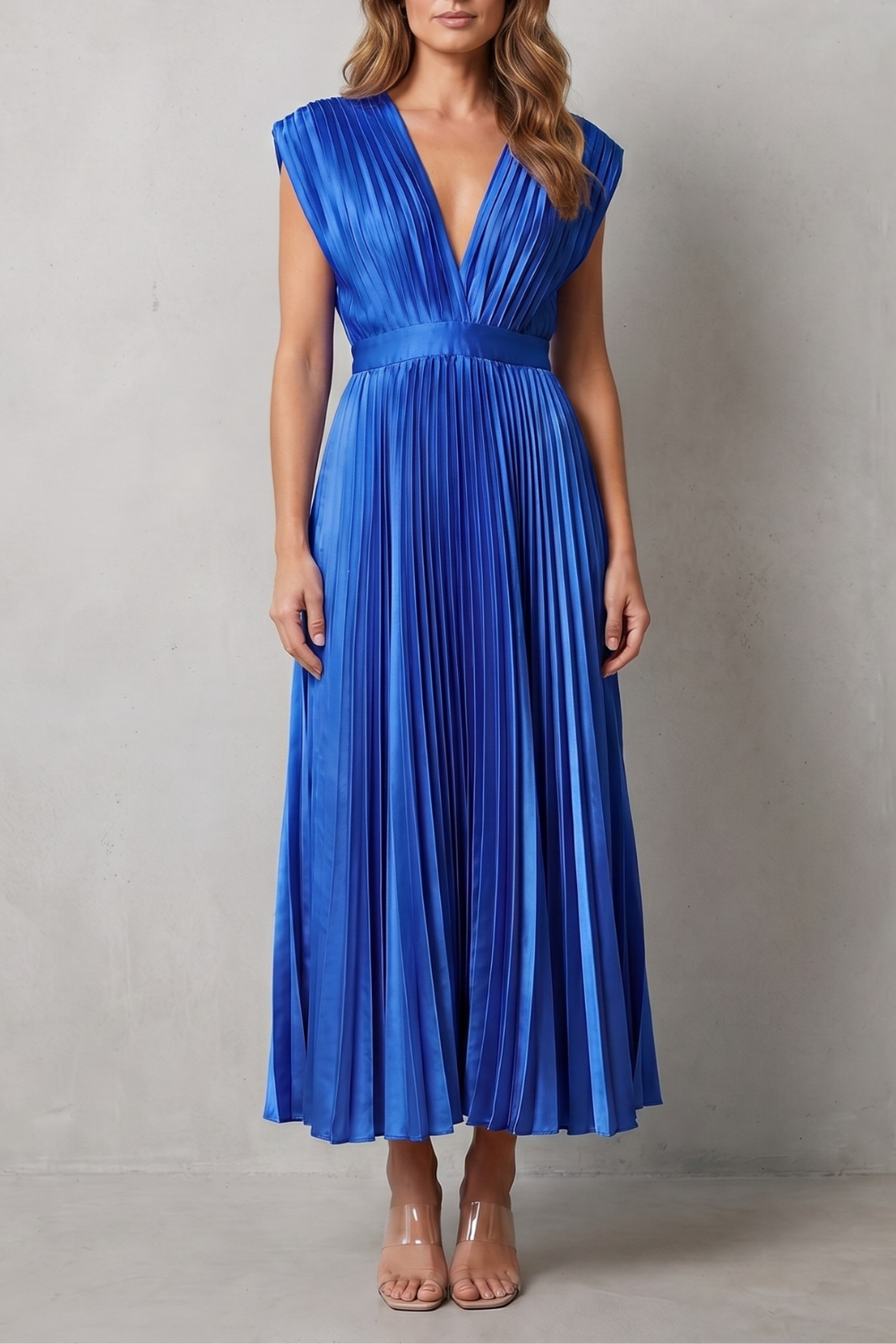 Veloria – Flowing pleated elegance – Midi dress-10911808356695-OLVIA ROSE LONDON