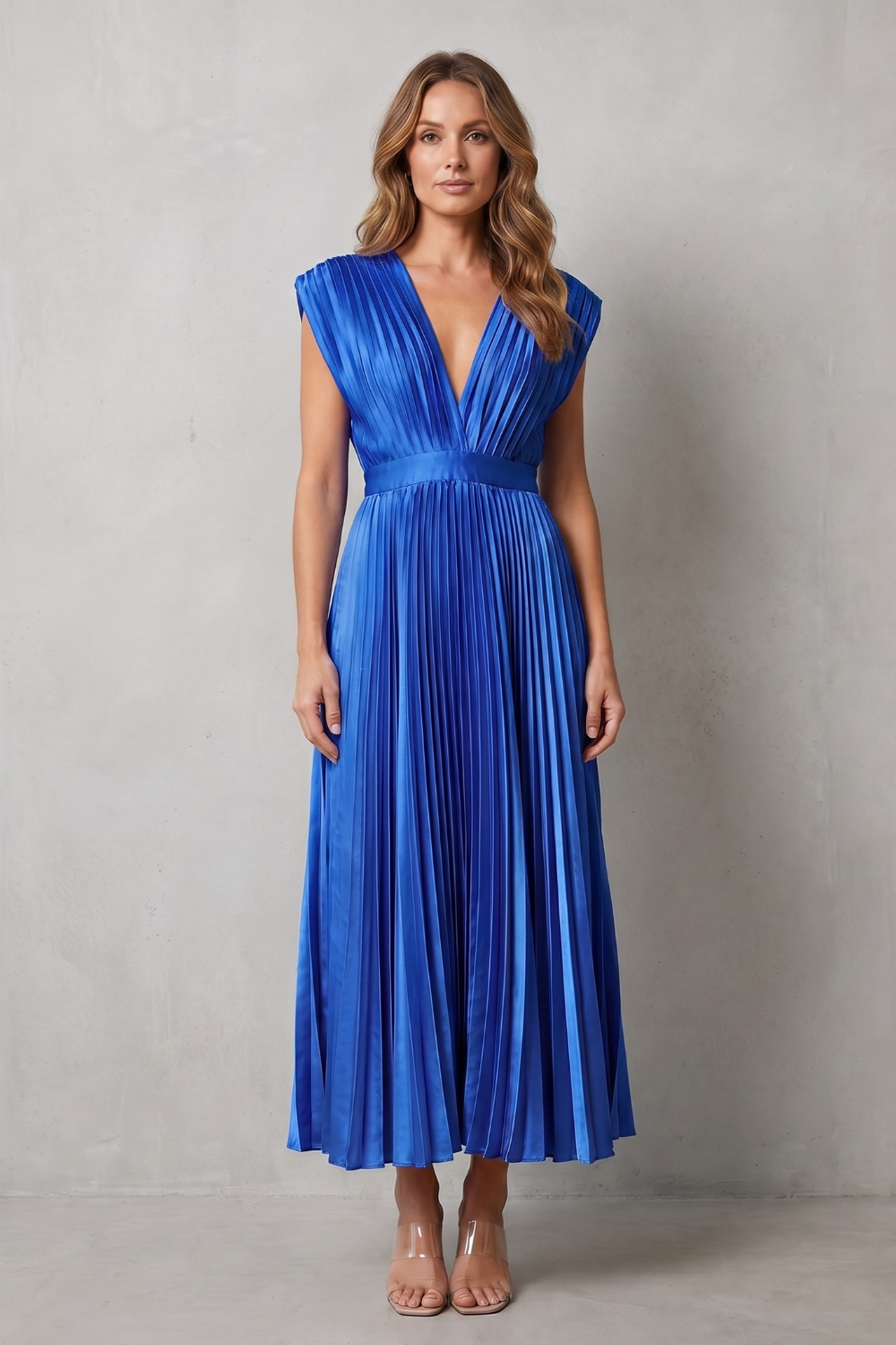 Veloria – Flowing pleated elegance – Midi dress-10911808356695-OLVIA ROSE LONDON