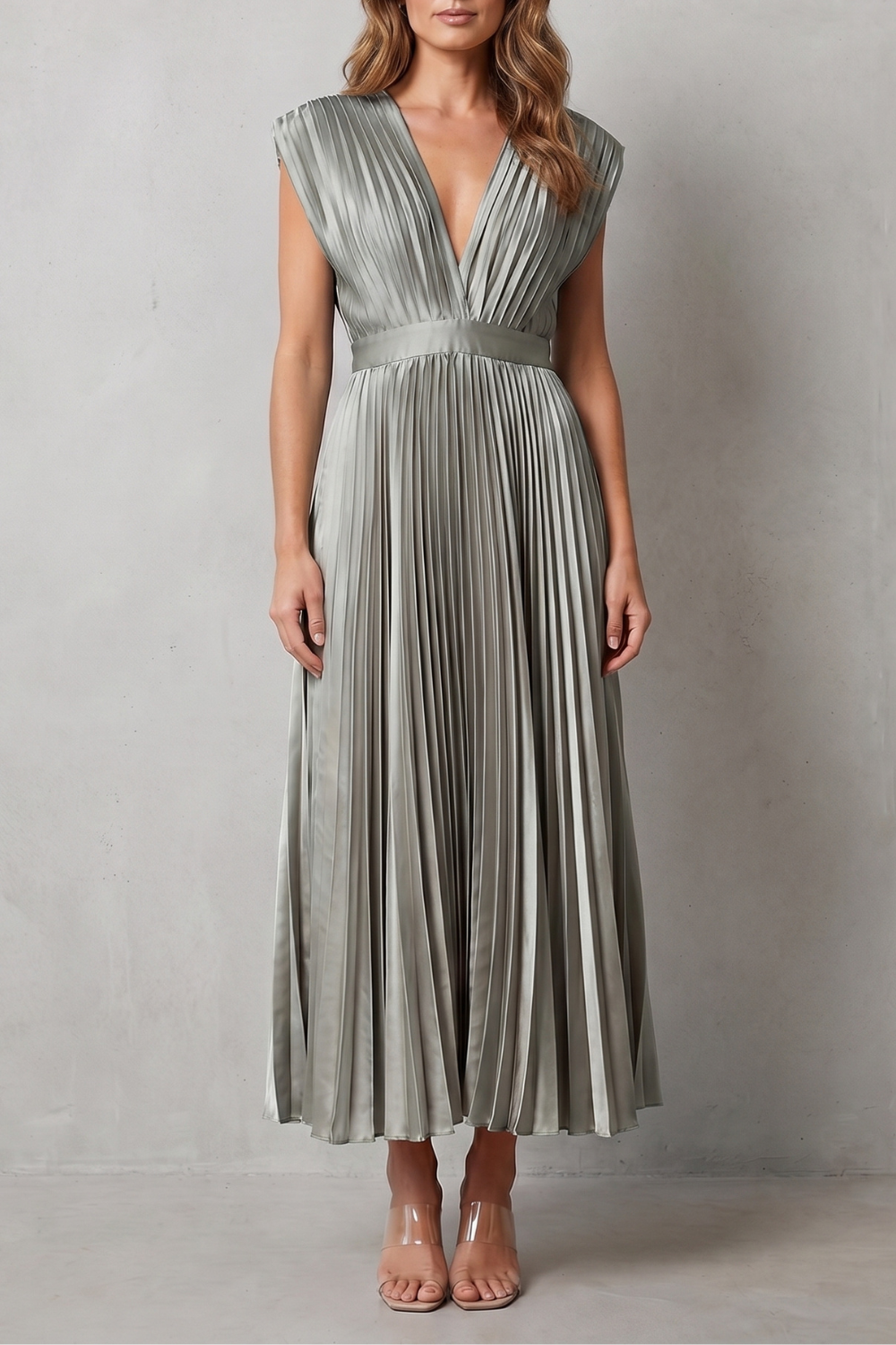 Veloria – Flowing pleated elegance – Midi dress-10911808356695-OLVIA ROSE LONDON