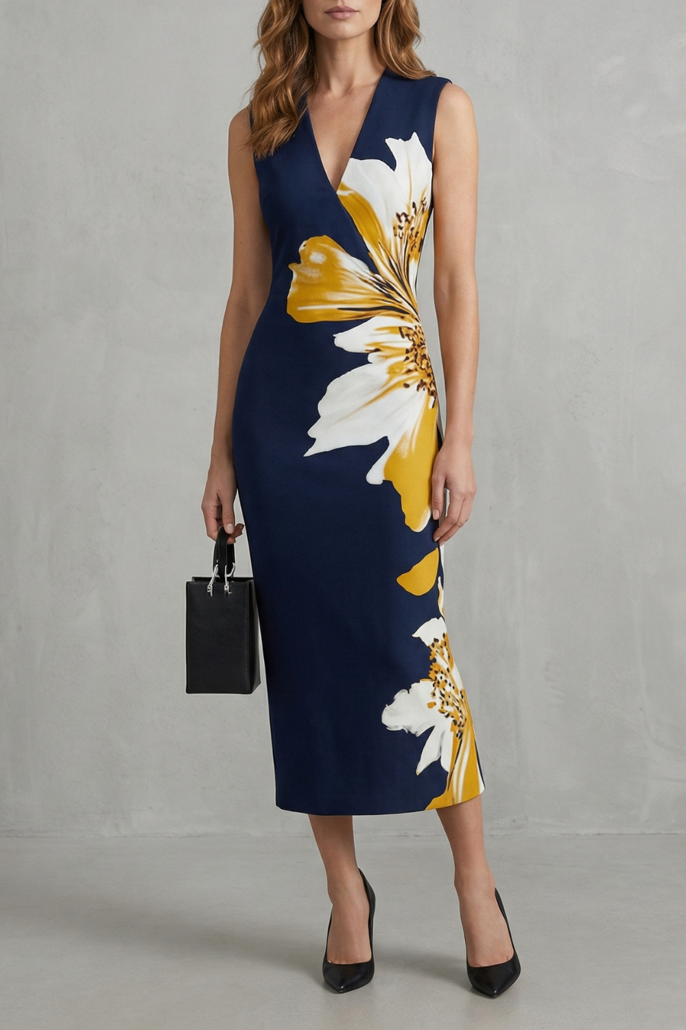 Veloura – Bold floral contrast – Midi dress-10642200166743-OLVIA ROSE LONDON