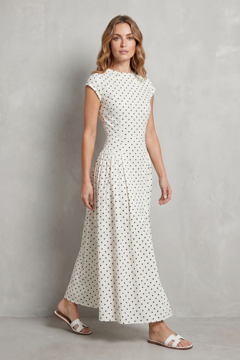 Veloura – Vintage polka dot elegance – Maxi dress-10914563227991-OLVIA ROSE LONDON