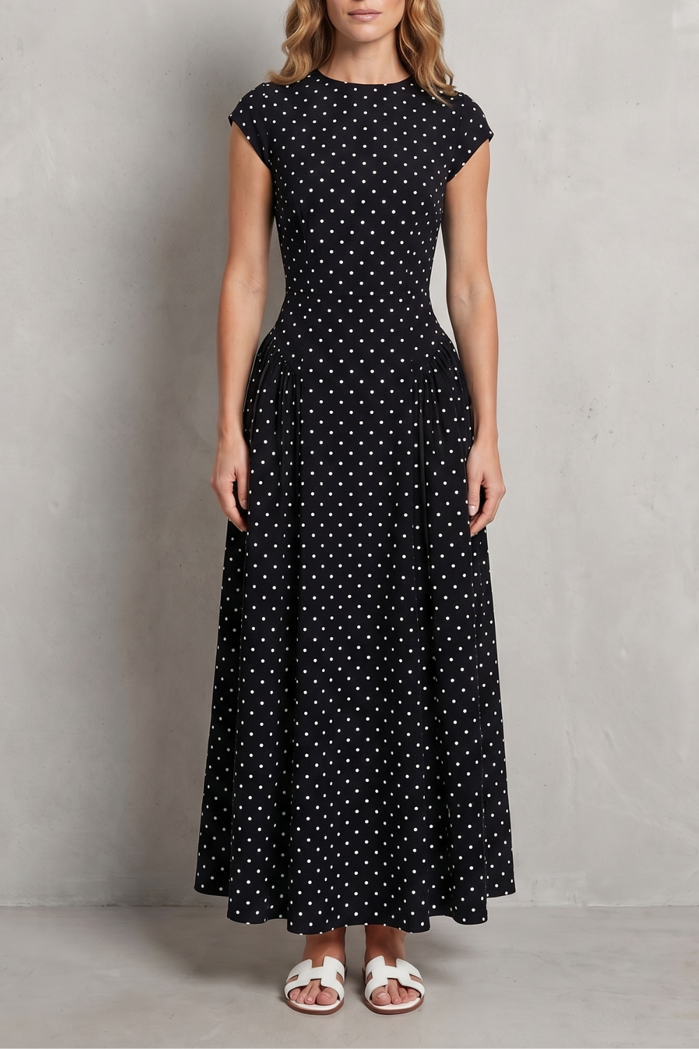 Veloura – Vintage polka dot elegance – Maxi dress-10914563227991-OLVIA ROSE LONDON