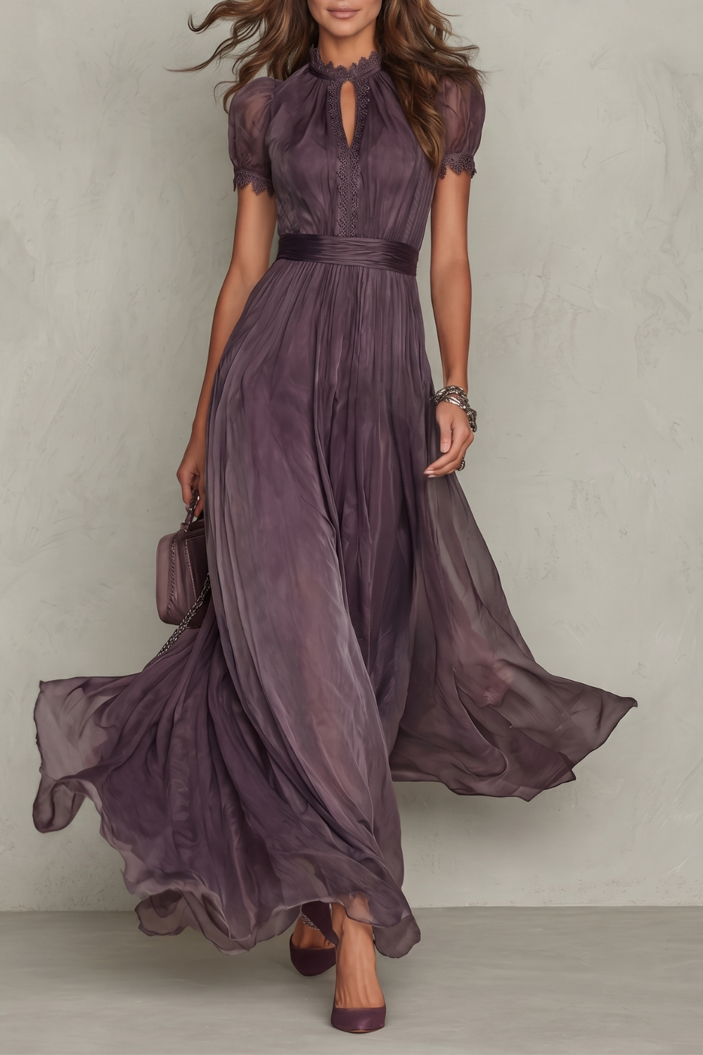 Velouraine – Lace keyhole elegance – Maxi dress-10755087008087-OLVIA ROSE LONDON