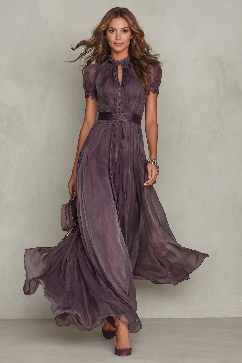 Velouraine – Lace keyhole elegance – Maxi dress-10755087008087-OLVIA ROSE LONDON