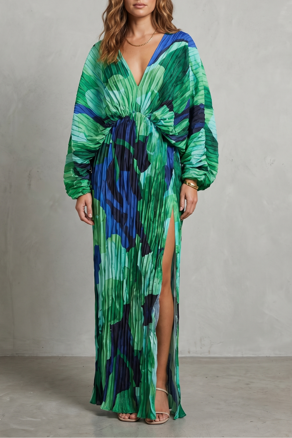 Verdanova – Pleated kimono allure – Maxi dress-10747058159959-OLVIA ROSE LONDON