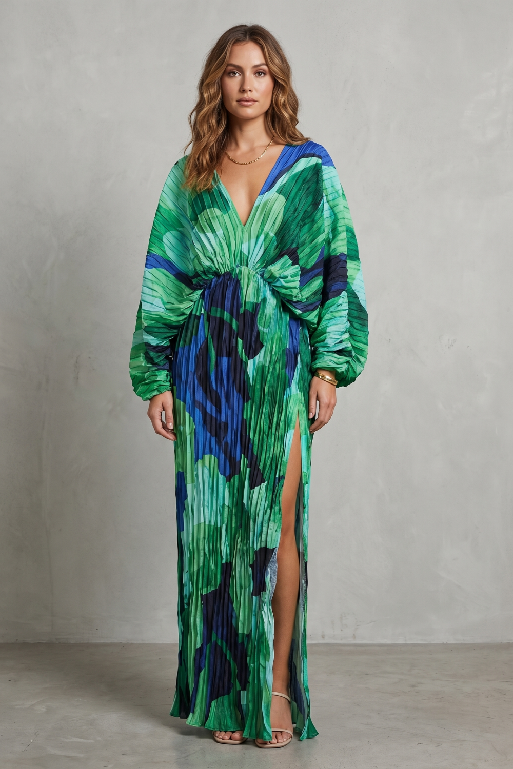 Verdanova – Pleated kimono allure – Maxi dress-10747058159959-OLVIA ROSE LONDON