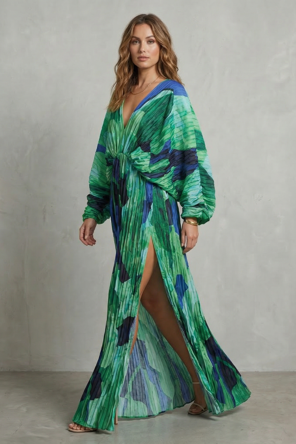 Verdanova – Pleated kimono allure – Maxi dress-10747058159959-OLVIA ROSE LONDON