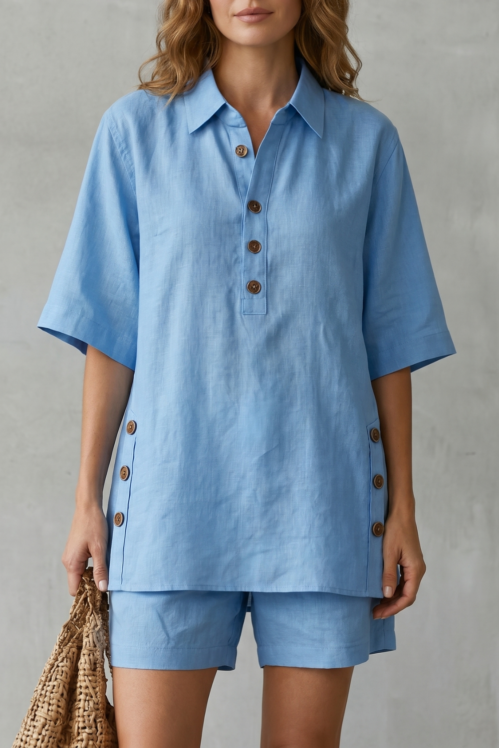 Verdelia – Relaxed button-detail comfort – Shorts set-10914565226839-OLVIA ROSE LONDON
