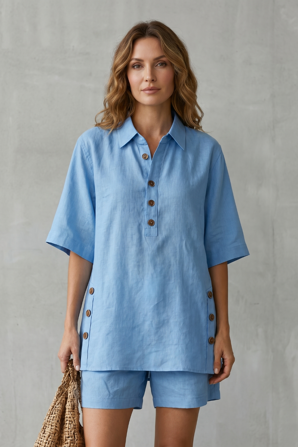 Verdelia – Relaxed button-detail comfort – Shorts set-10914565226839-OLVIA ROSE LONDON