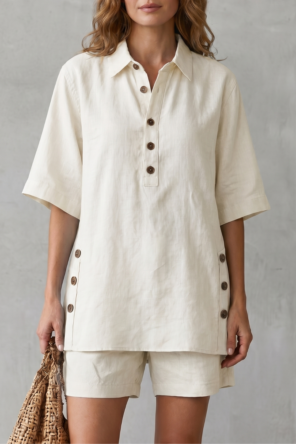 Verdelia – Relaxed button-detail comfort – Shorts set-10914565226839-OLVIA ROSE LONDON