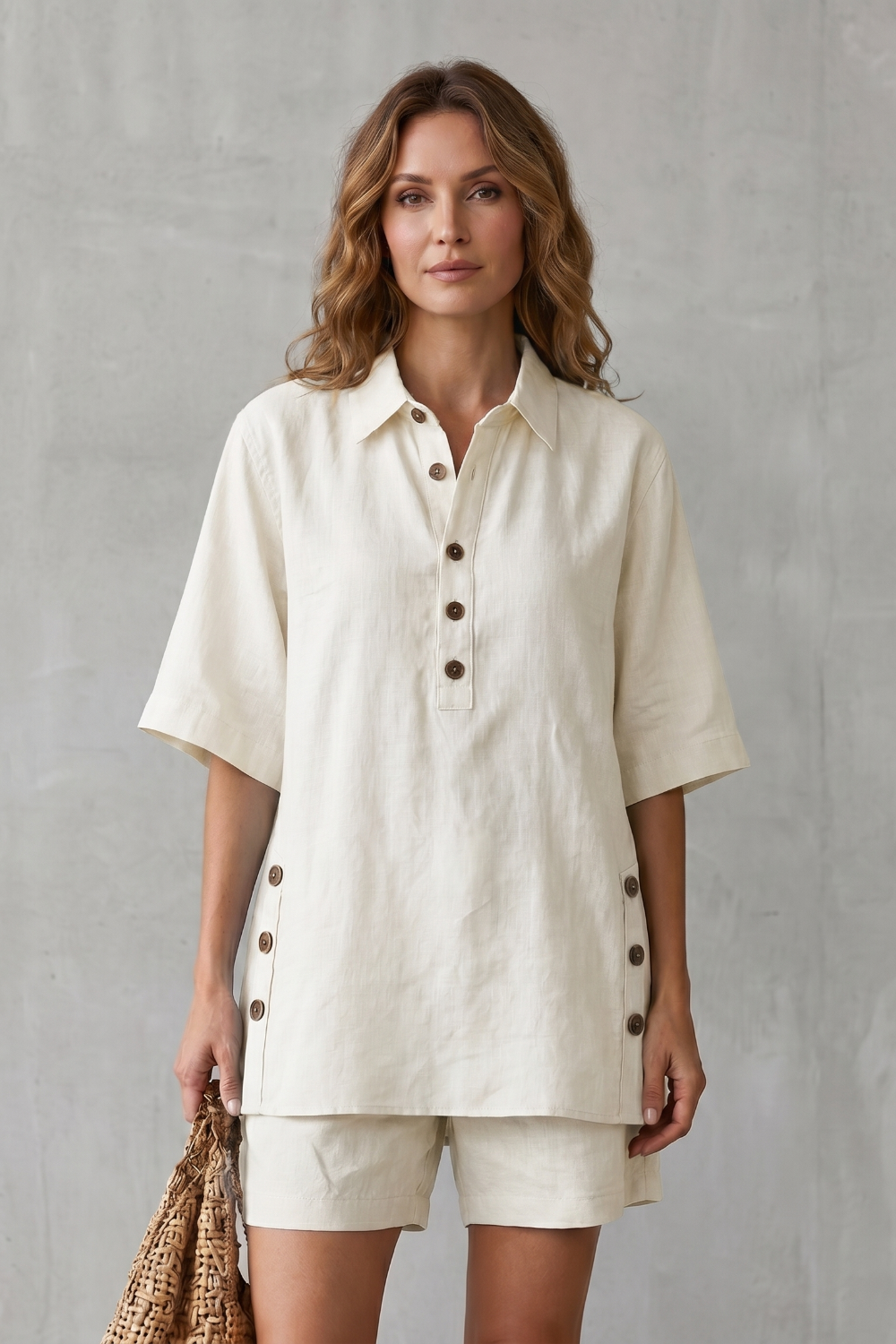 Verdelia – Relaxed button-detail comfort – Shorts set-10914565226839-OLVIA ROSE LONDON
