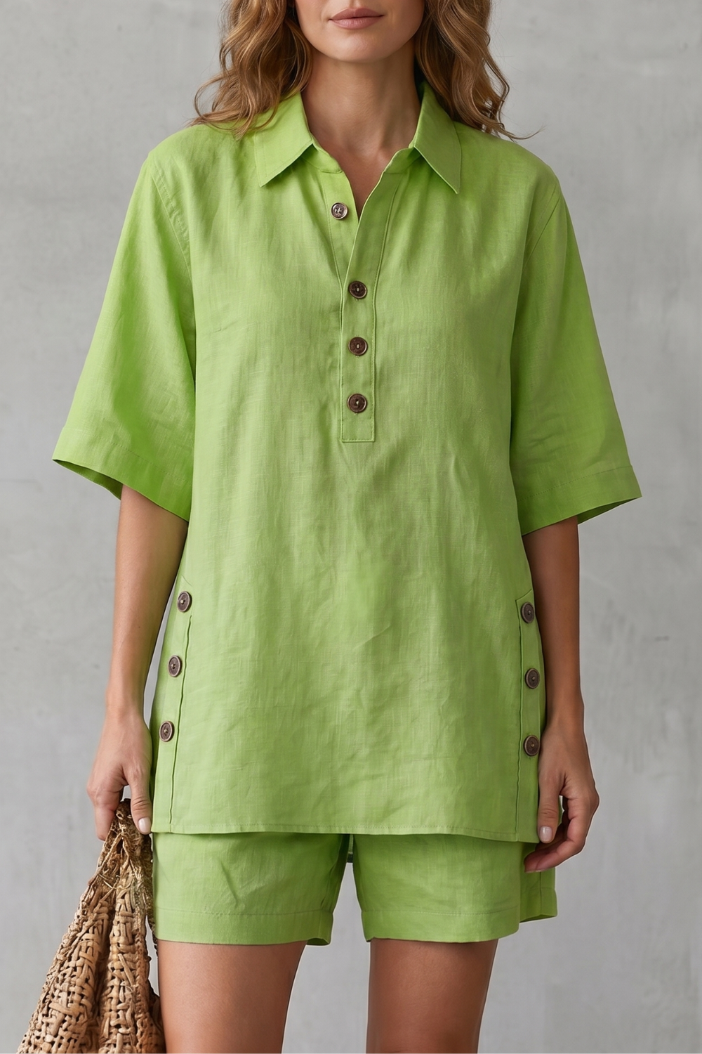 Verdelia – Relaxed button-detail comfort – Shorts set-10914565226839-OLVIA ROSE LONDON