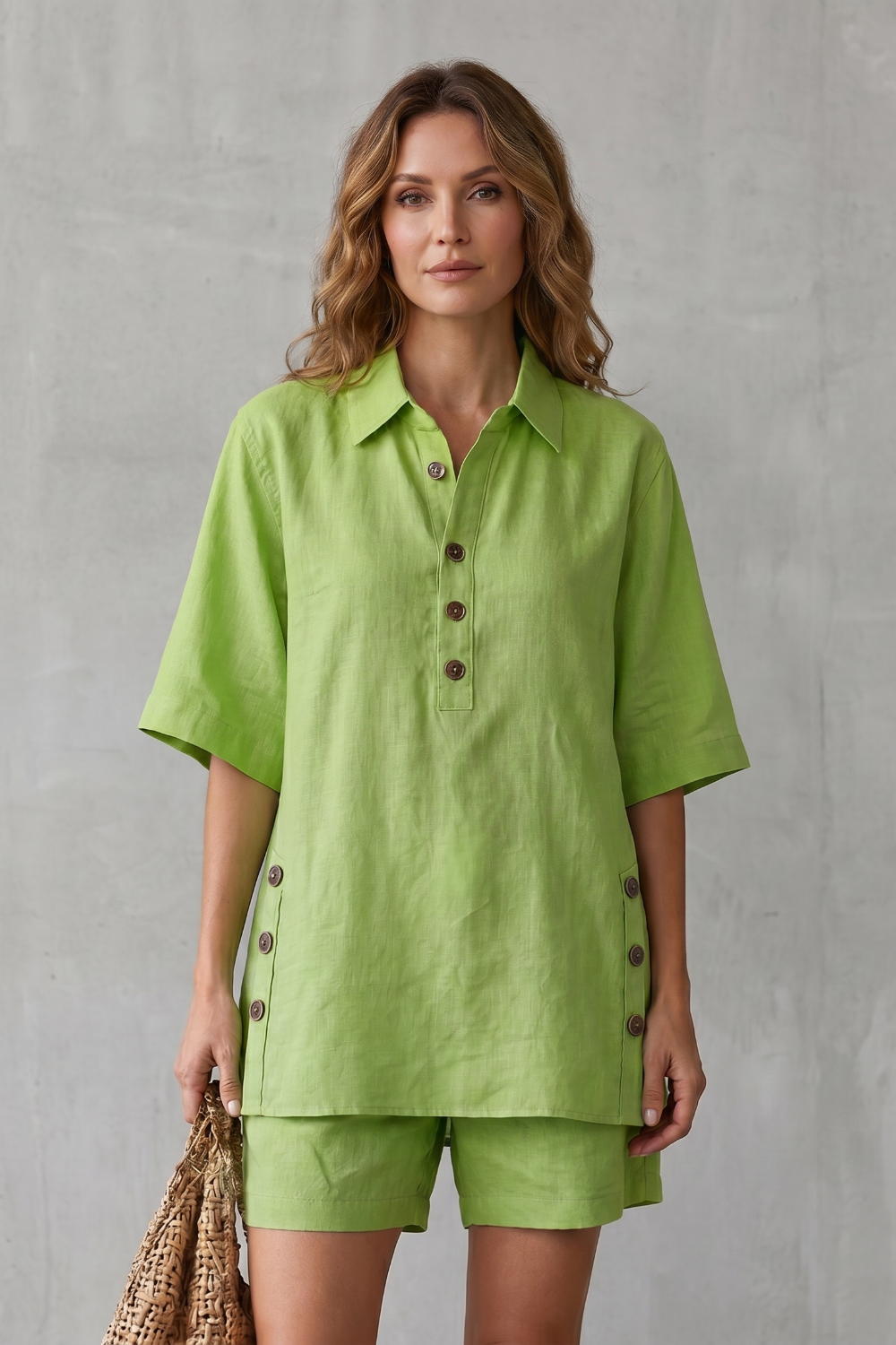 Verdelia – Relaxed button-detail comfort – Shorts set-10914565226839-OLVIA ROSE LONDON