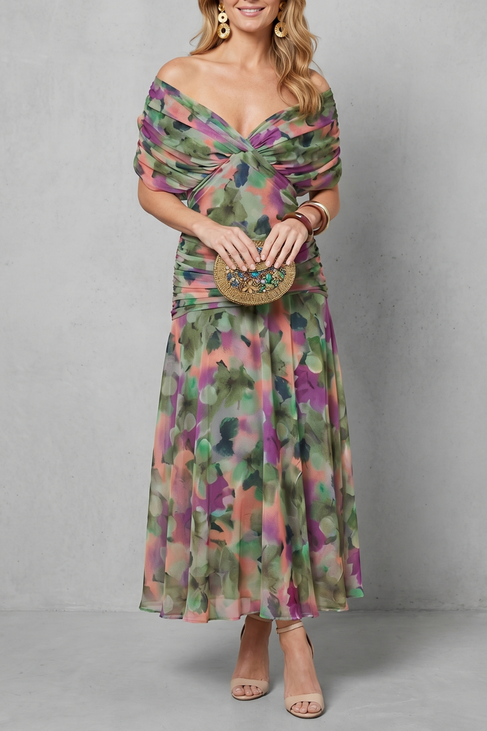 Verdelisse – Draped floral flow – Maxi dress-10755314483543-OLVIA ROSE LONDON