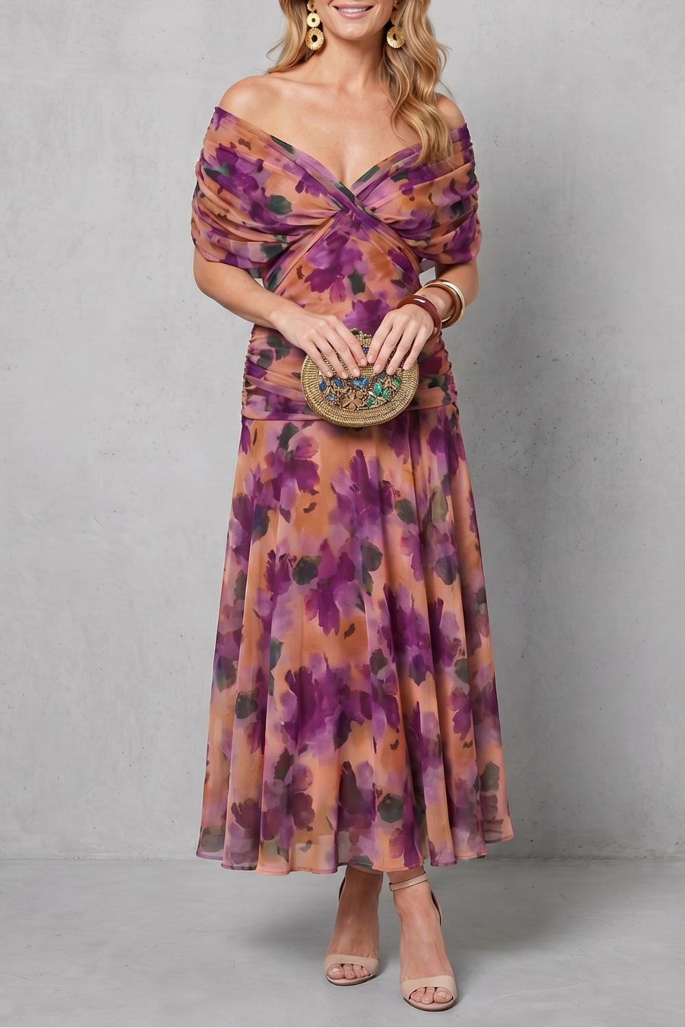 Verdelisse – Draped floral flow – Maxi dress-10755314483543-OLVIA ROSE LONDON