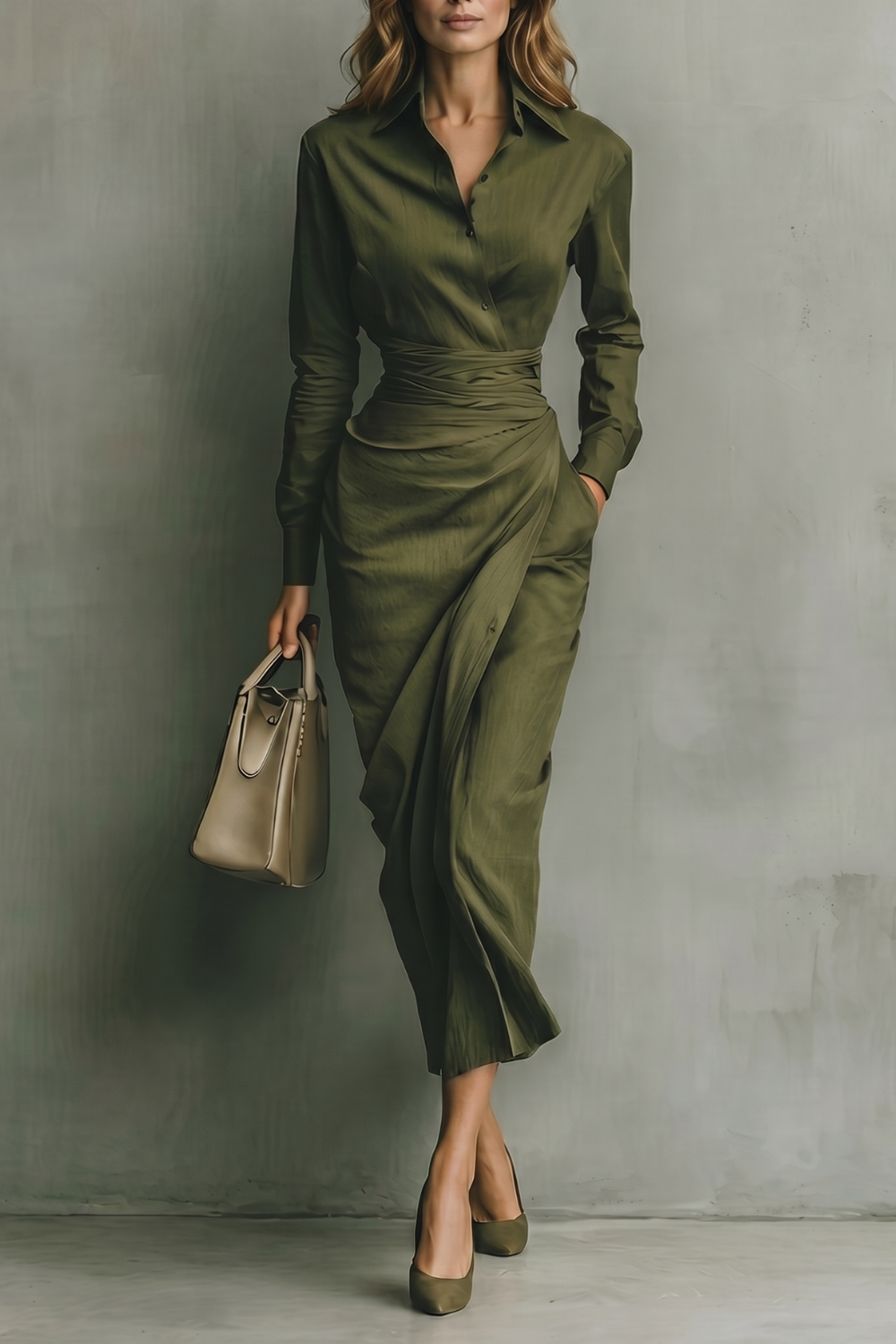 Verdelisse – Draped waist refinement – Maxi dress-10914603008343-OLVIA ROSE LONDON