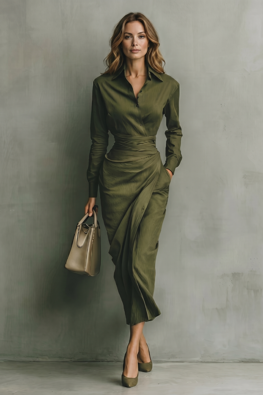 Verdelisse – Draped waist refinement – Maxi dress-10914603008343-OLVIA ROSE LONDON