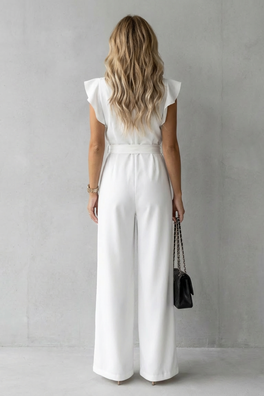 Virelle – Ruffle sleeve belted – Wide-leg jumpsuit-10510350418263-OLVIA ROSE LONDON