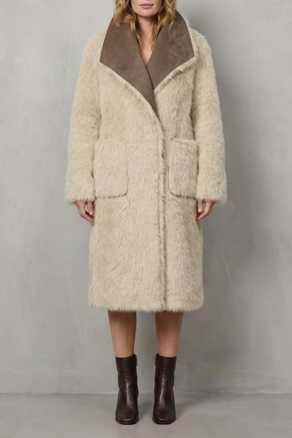 Virellia – Reversible texture – Faux shearling coat-10494038999383-OLVIA ROSE LONDON