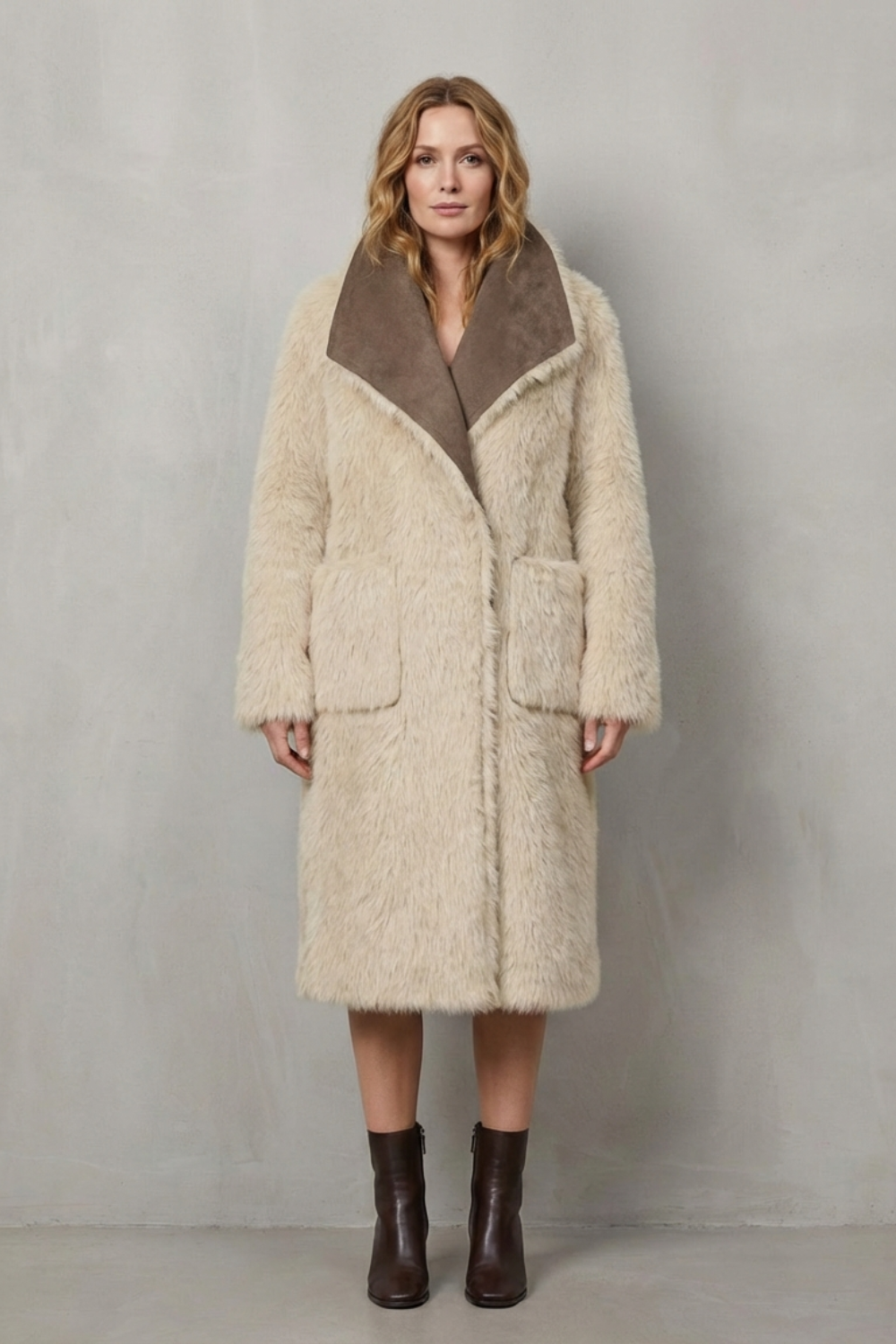 Virellia – Reversible texture – Faux shearling coat-10494038999383-OLVIA ROSE LONDON