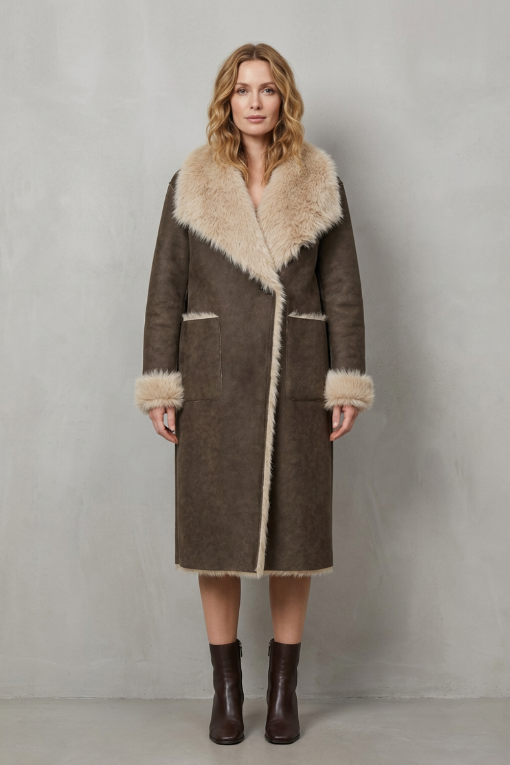 Virellia – Reversible texture – Faux shearling coat-10494038999383-OLVIA ROSE LONDON