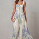 Vivienna – Watercolour floral – Pleated maxi dress