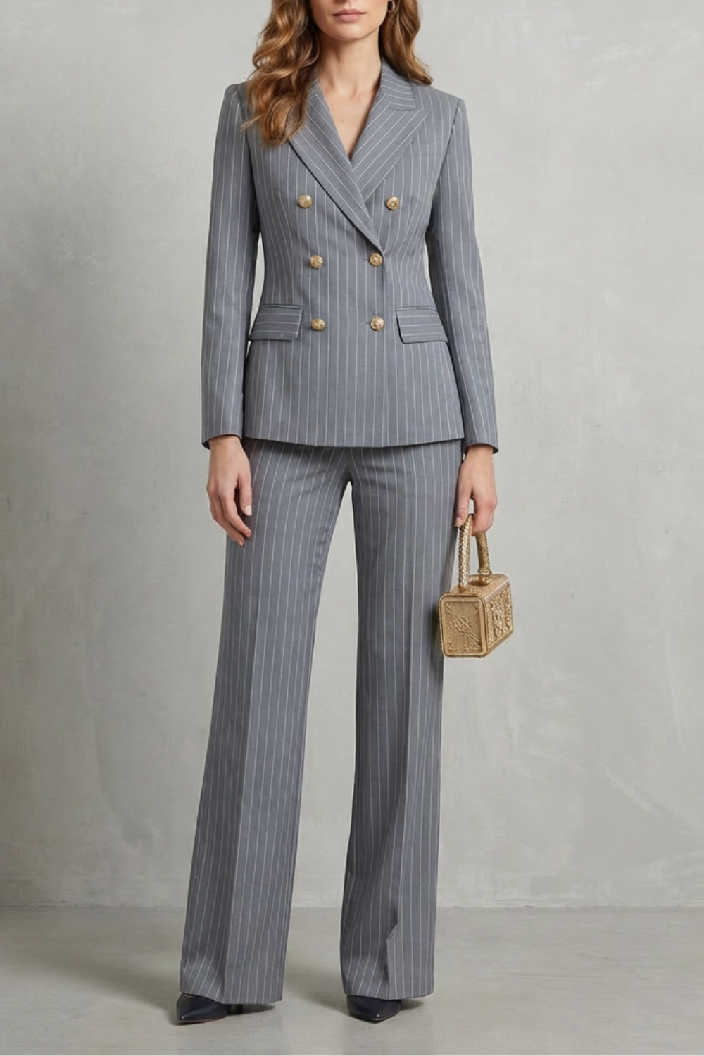Vivienne – Double-Breasted Pinstripe Power Suit – Two-Piece Set-10508115804503-OLVIA ROSE LONDON