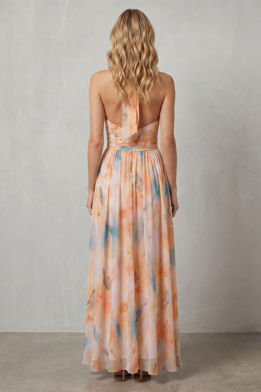 Vivienne – Watercolour halter grace – Maxi dress-10747266400599-OLVIA ROSE LONDON