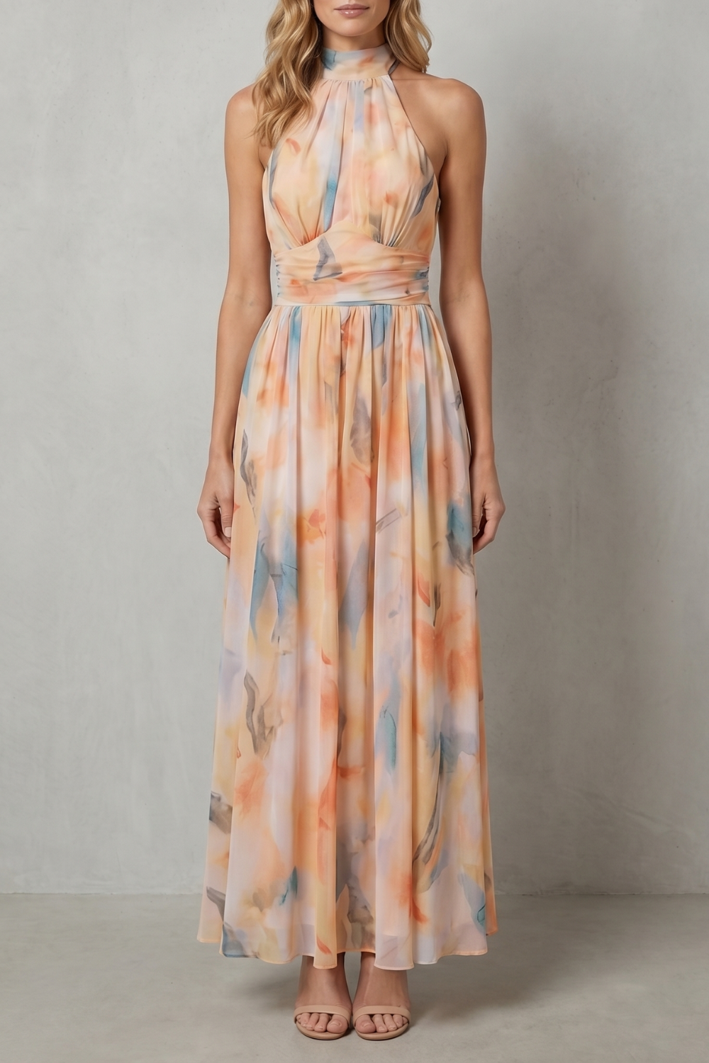 Vivienne – Watercolour halter grace – Maxi dress-10747266400599-OLVIA ROSE LONDON