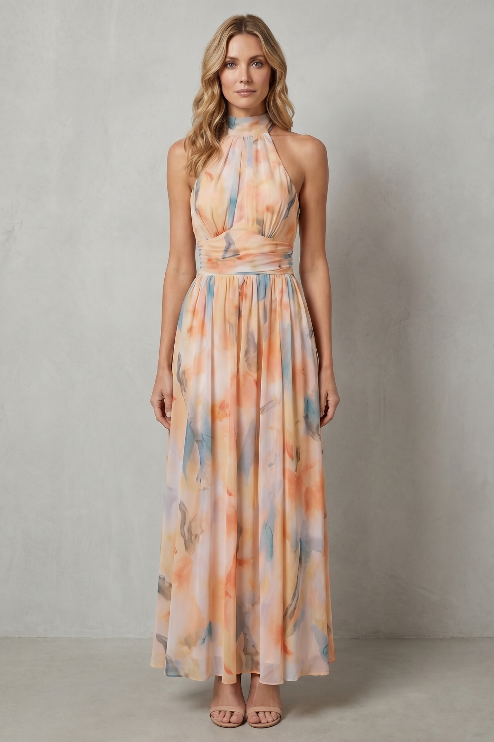 Vivienne – Watercolour halter grace – Maxi dress-10747266400599-OLVIA ROSE LONDON