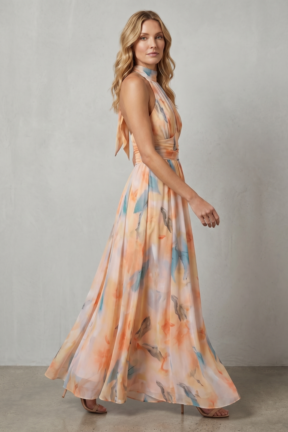 Vivienne – Watercolour halter grace – Maxi dress-10747266400599-OLVIA ROSE LONDON
