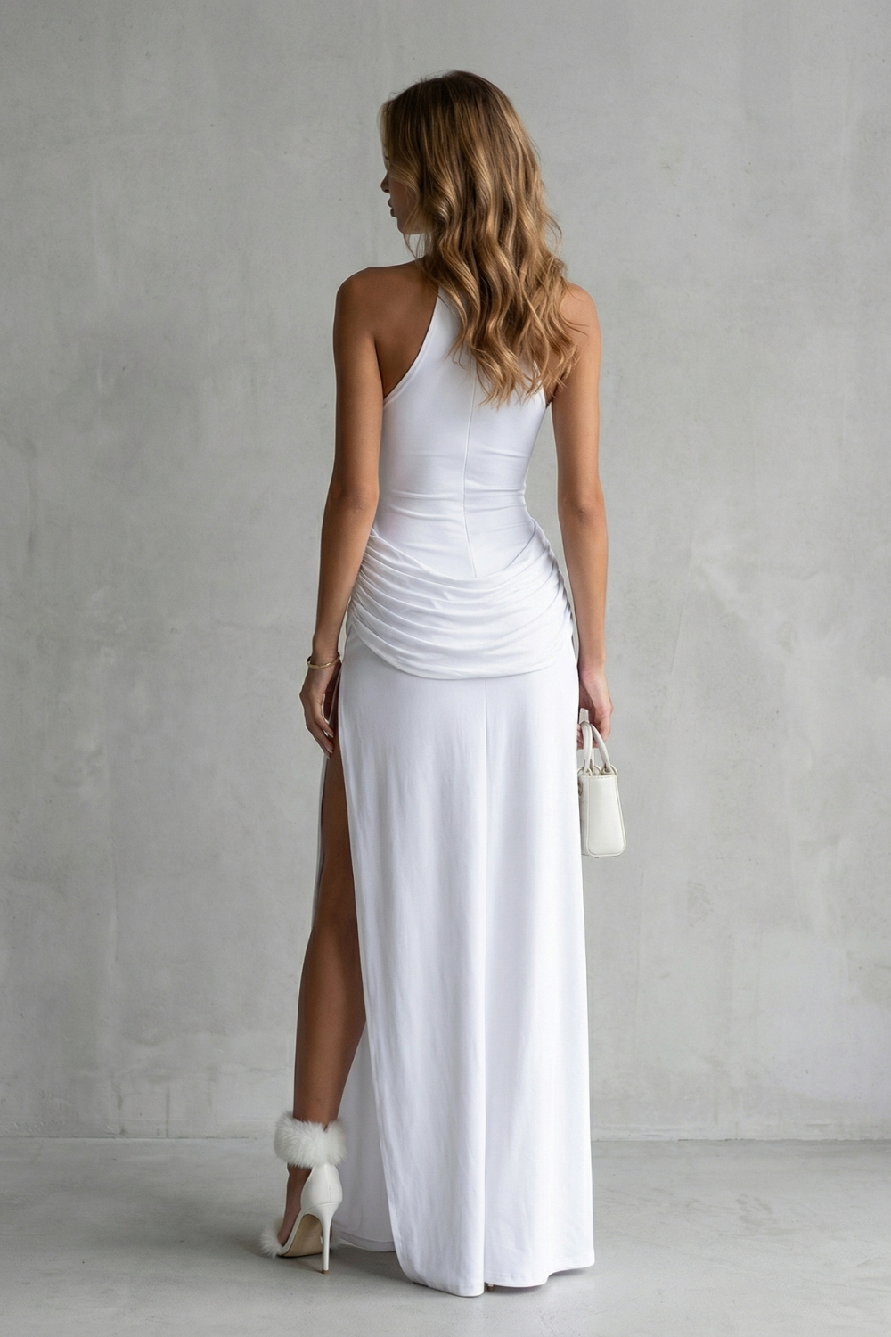 Winona – Sleek sophistication – Women’s High-Neck Sleeveless High-Slit Maxi Dress-10598830571863-OLVIA ROSE LONDON