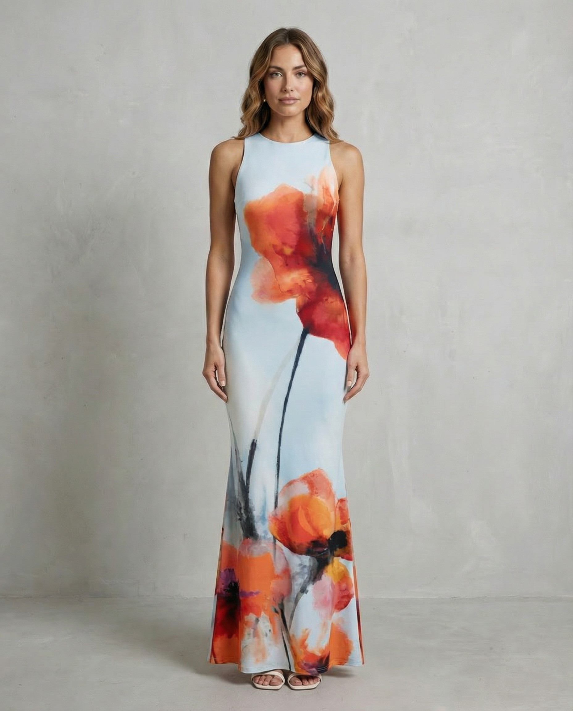 Fiorielle – Artistic floral print – Fishtail maxi dress-10747026964823-OLVIA ROSE LONDON